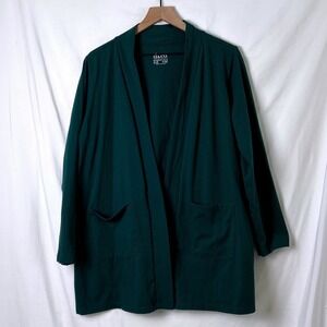 d&co. Women Open Front Shawl Collar Cardigan Forest Green Size 1XP Dark Academia